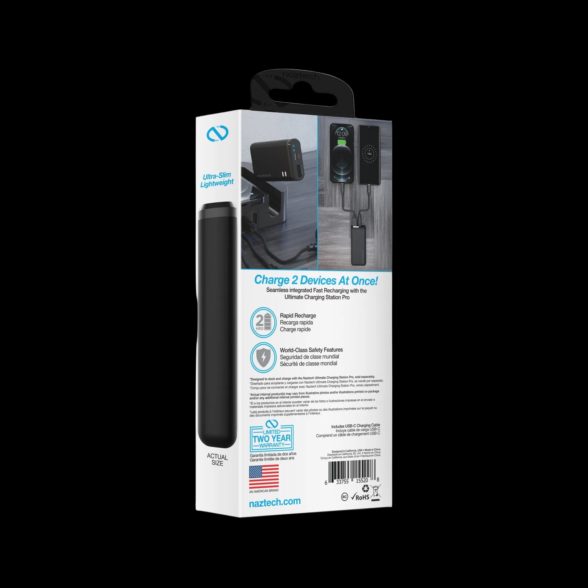 Naztech 4000mAh USB-C + USB Power Bank with 13 Hours Battery Life